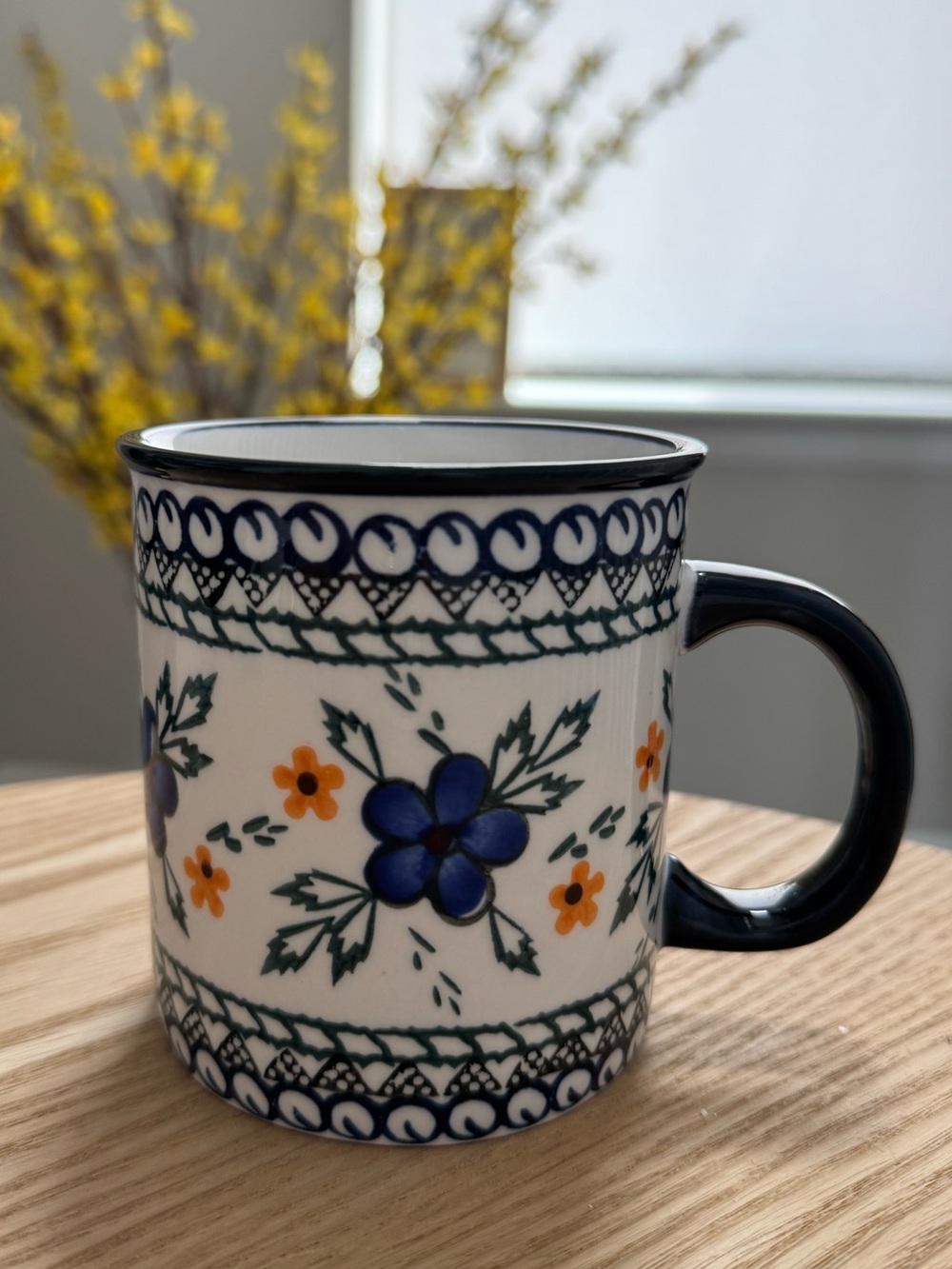 New! 🇰🇷✨PRACA Polish-style Blue Floral Porcelain Mug in Dahlia 11oz